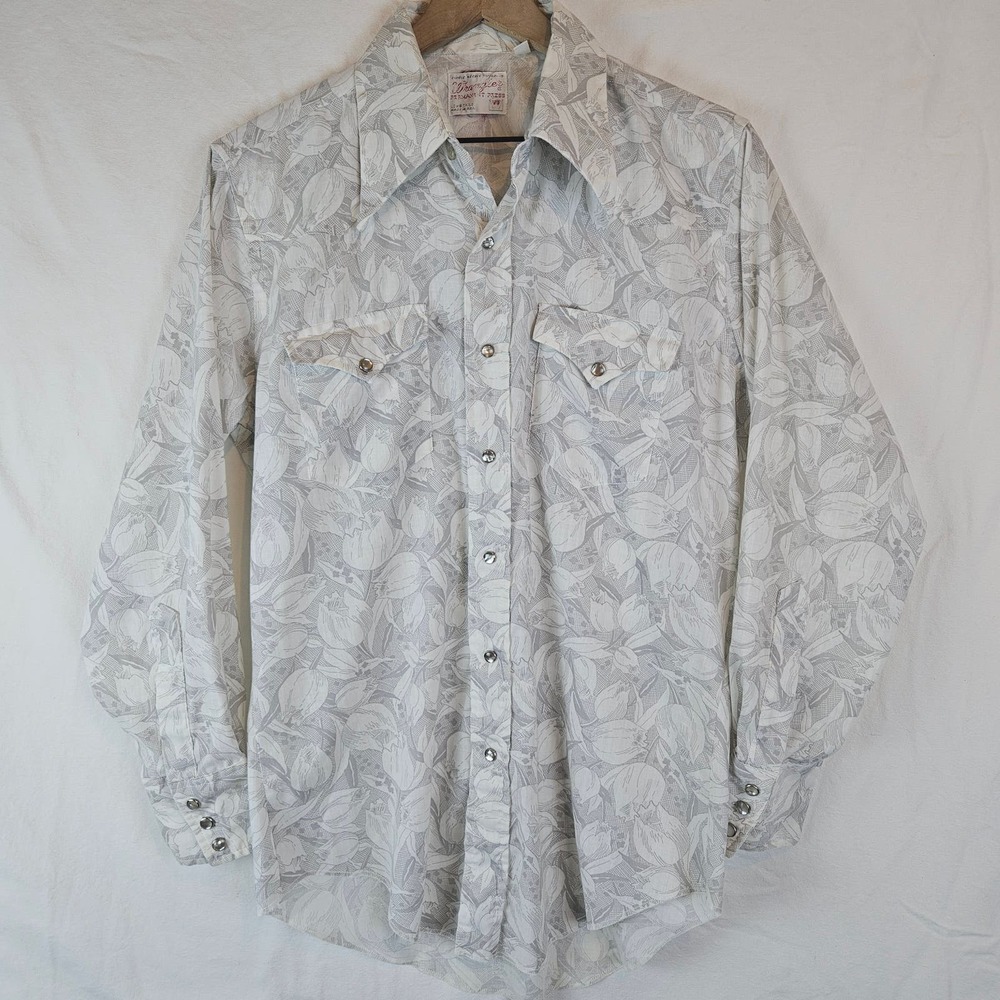 Vintage Wrangler Permanent Presss Long Tails Pearl Snap Shirt, 15.5-32